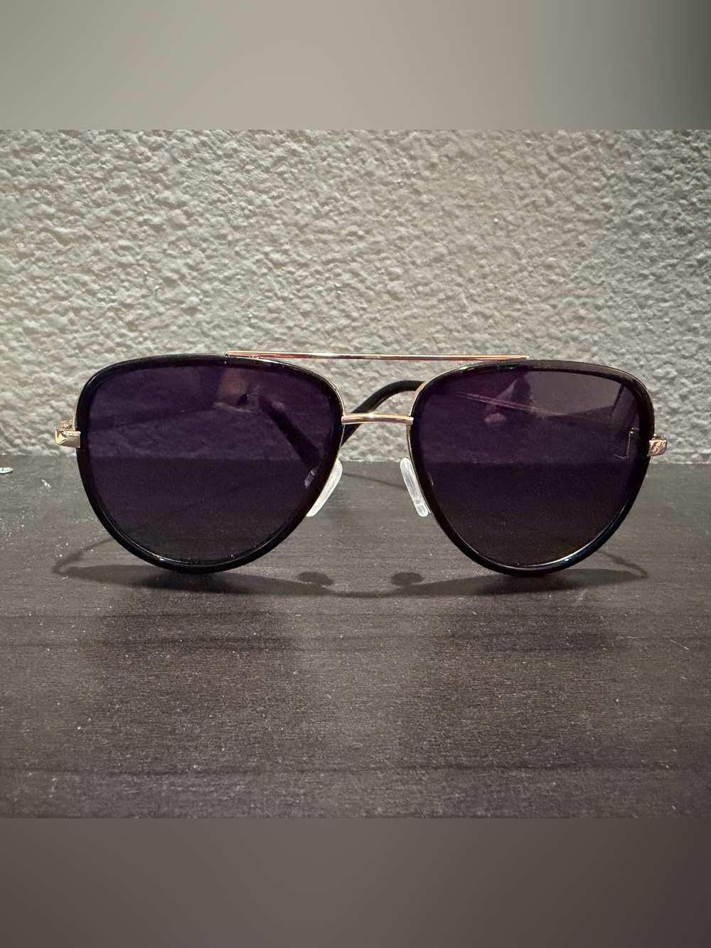 Quay All In Aviator Sunglasses in Black with Gold Bridge